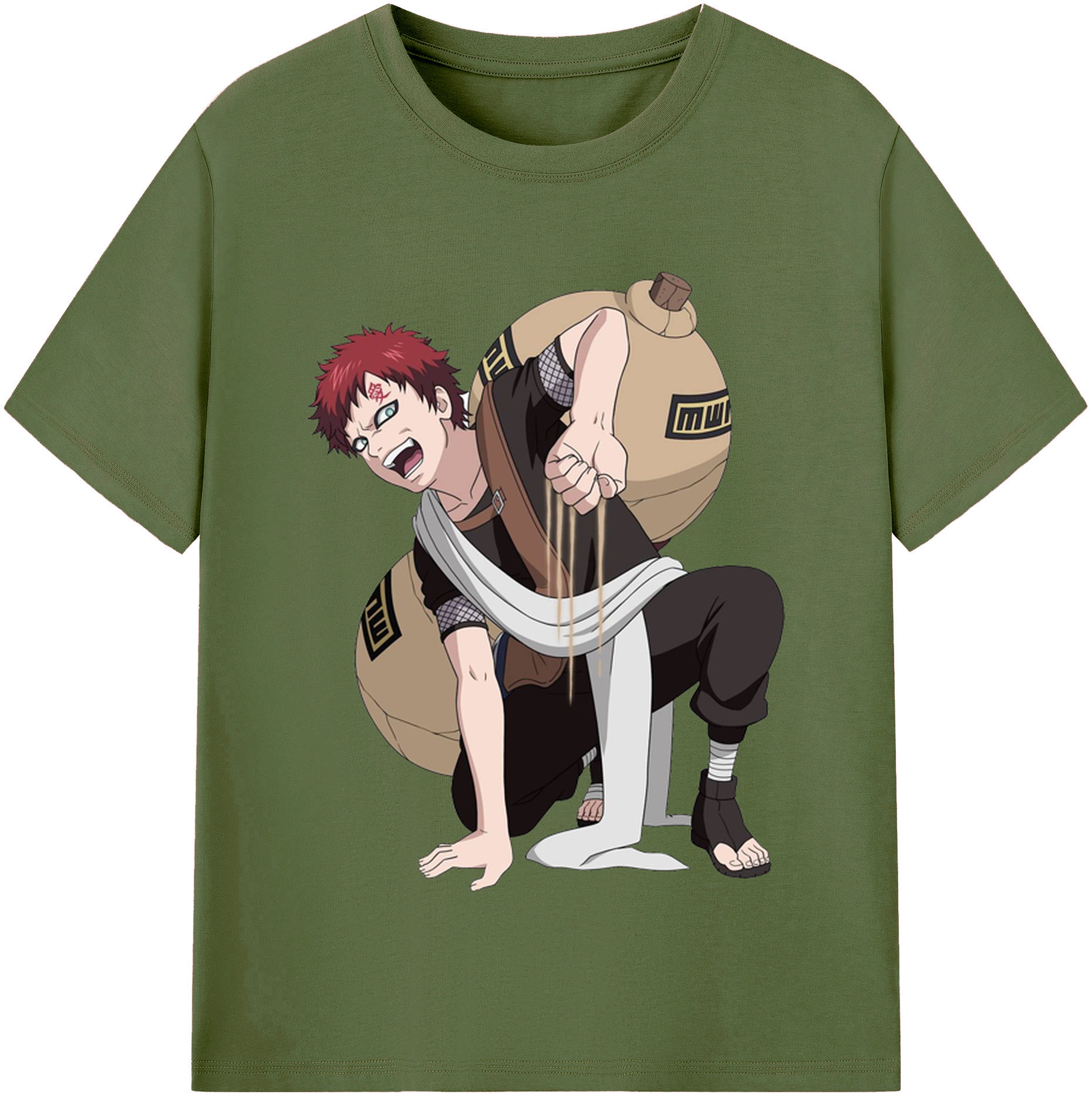 （画像用） NARUTO -ナルト- ガアラ Gaara 綿100％半袖Tシャツ（フロントプリント）